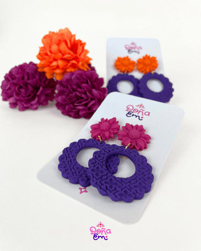 Boucles d'oreilles "Flor de vida" - Roses