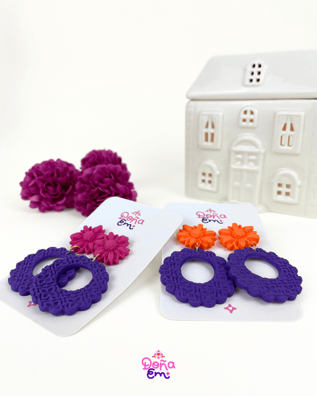 Boucles d'oreilles "Flor de vida" - Oranges