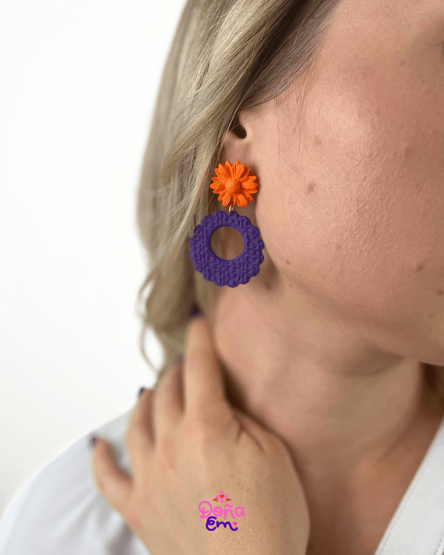 Boucles d'oreilles "Flor de vida" - Oranges