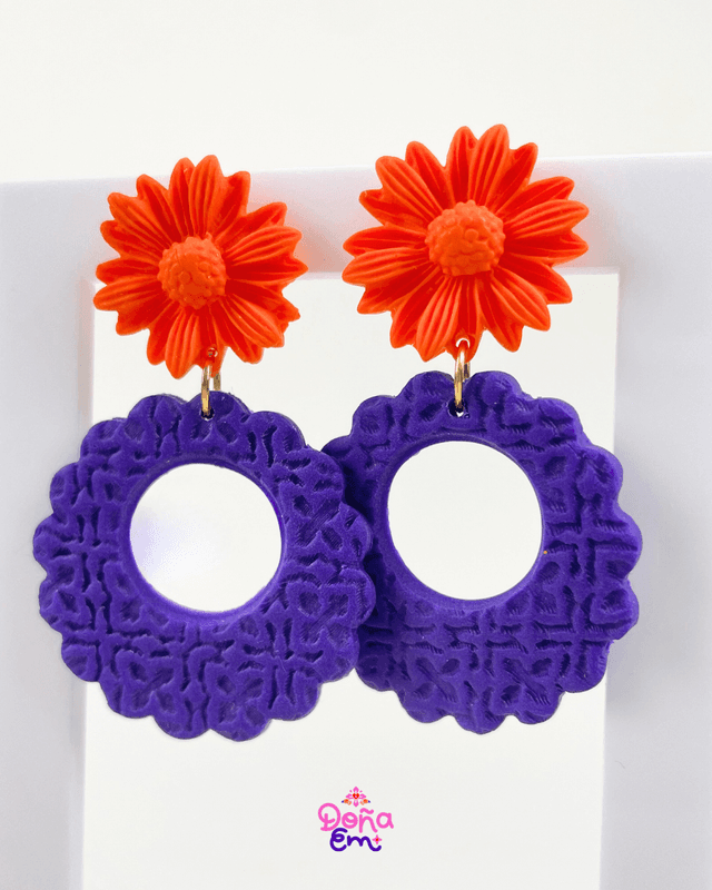 Boucles d&#039;oreilles &quot;Flor de vida&quot; - Oranges